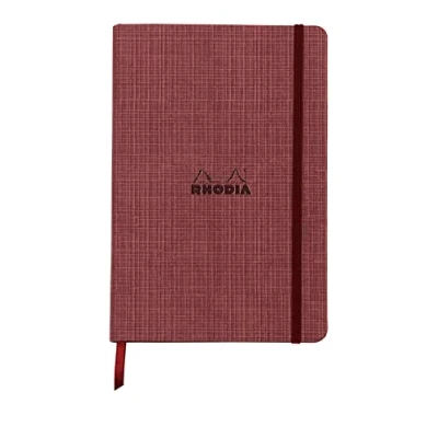 Image of RHODIA 120033C Hardcover Notebook A5 Lined 192 pages Clairefontaine Ivory 90 g/m paper Faux Leather Cover Orange Botanical Collection