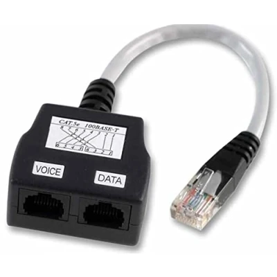 Image of TUK Cat5e Shielded Ethernet Cable Splitter, Data/Voice