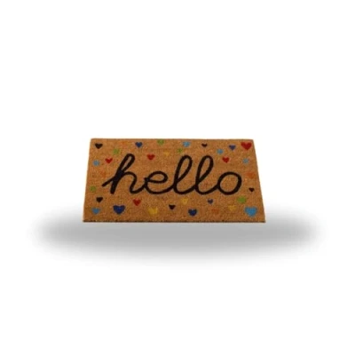 Image of Garden Mile Hello Coir door mats Durable Indoor and Outdoor Natural Weather Resistant Eco friendly Entrance front mat outside for door(Hearty Hello)