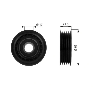 Image of 1662020319, 1662020719, 6402020319, 6682020319, A1662020319 Idler Pulley GATES FleetRunner Micro V Kit T36189 with grooves MERCEDES BENZ: B Class