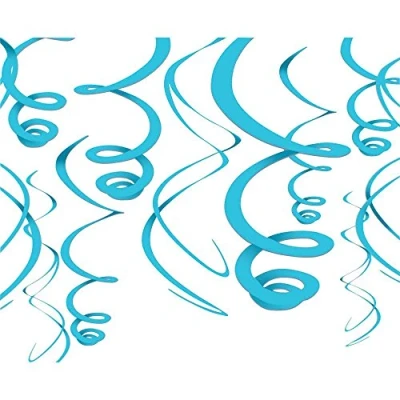 Image of Amscan 67055 54 55 Swirl Dec Plastic Carib Blue 12 Pack