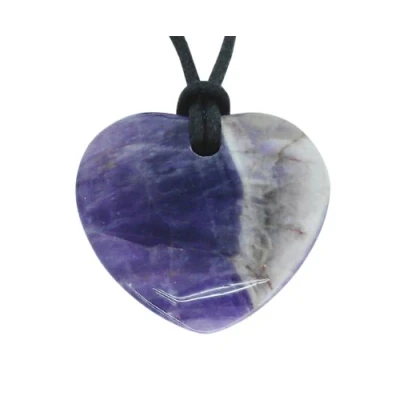 Image of Lucky Pisces Birthstone Heart Pendant Zodiac Astrology Gemstone Amethyst