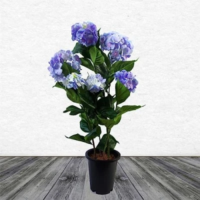 Image of Leaf Artificial Hydrangea Flowering Plant Blue