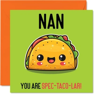 Image of Birthday Cards for Nan Spec Taco lar Funny Happy Card from Grandson Granddaughter, Nanny Gifts, 145mm x Joke Greeting Women Her