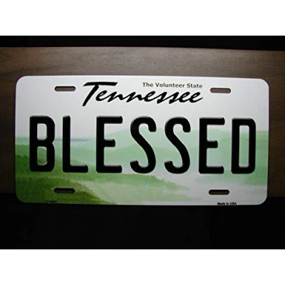 Image of Biopracess blessed tennessee metal license plate for cars state 6x12 inches