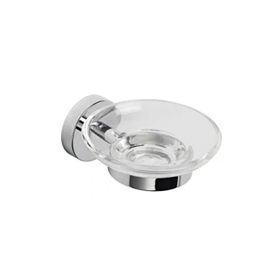 Image of Croydex Pendle Flexi Fix Soap Dish &amp; Holder, Chrome, Metal, 54 x 108 128mm