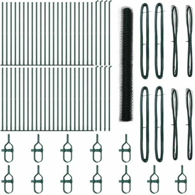 Image of vidaXL Hexagon Fence Green 1.4x100 m Steel