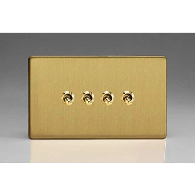 Image of Varilight 4G 1 or 2W 10A Classic Toggle Switch Dimension Screwless Brushed Brass XDBT9S