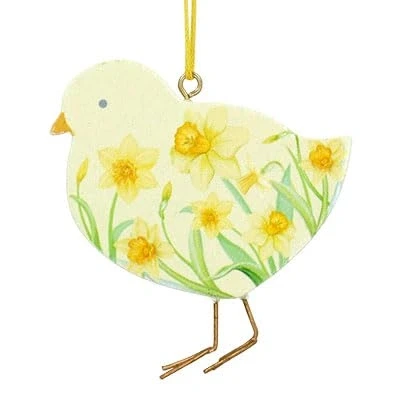 Image of Gisela Graham Daffodil Chick Wood Easter Decoration