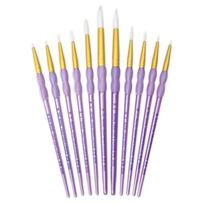 Image of Royal and Langnickel Crafter&#039;s Choice Round Taklon Variety Brush Set White (Pack of 11)