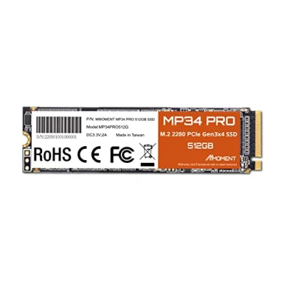 Image of MMOMENT MP34 PRO 512GB PCIe Gen3 NVMe M.2 2280 Internal Solid State Drive, Gen3.0X4, Read Speed up to 3500MB/s, for Laptop, Desktop and Gaming