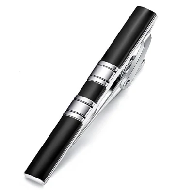 Image of HONEY BEAR 2.12&quot; Mens Tie Clip Bar Normal Size for Business Wedding Gift,5.4cm, Black