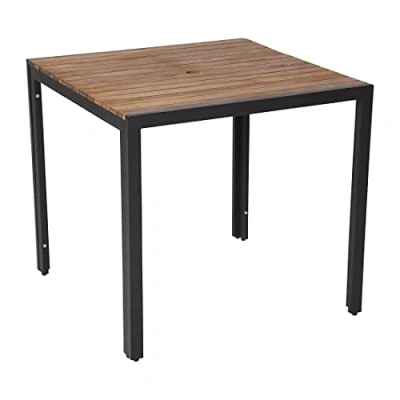 Image of Bolero Square Steel and Acacia Table 800mm