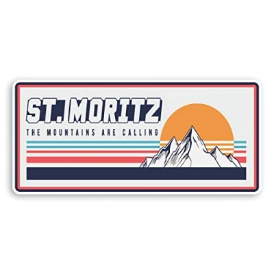 Image of 2 x 10cm Retro St Moritz Vinyl Stickers Ski Sticker Laptop Luggage #20166 (10cm Wide)