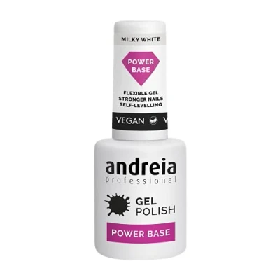 Image of Andreia Professional Gel Nail Polish Power Base High Viscosity for Stronger Nails Builder Small Extensions Vegan Colour MILKY WHITE 10.5 ml