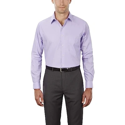 Image of Van Heusen Men&#039;s Poplin Regular Fit Solid Point Collar Dress Shirt, Lavender, 15 Neck / 34 35 Sleeve