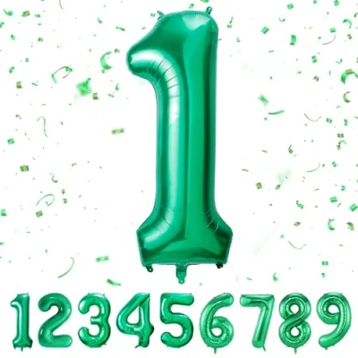 Image of Number 1 Balloons 1,Green Balloon 40 Inch Giant Helium Foil for Boys Girls Party Decor Birthday Anniversary Graduation Decorations Supplies