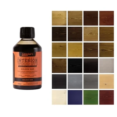 Image of Littlefair&#039;s Wood Stain Water Based 250 ml Indoor Furniture Light &amp; Dark Finishes Special Non Toxic Eco Friendly Formula for Crafts Colour: Golden Oak