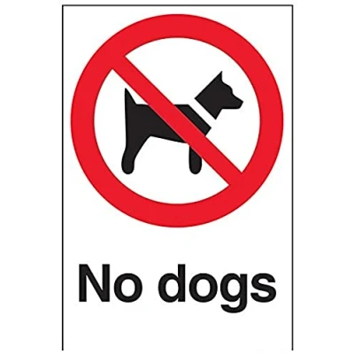 Image of VSafety No Dogs Prohibition Sign Portrait 200mm x 300mm 1mm Rigid Plastic
