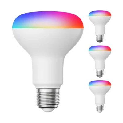 Image of ledscom.de 4 Pieces E27 LED RGB Bulbs, R80, Warm White Cool (2700 6300 K), 9.9 W, 950lm, Smart Home, WLAN, Alexa, matt