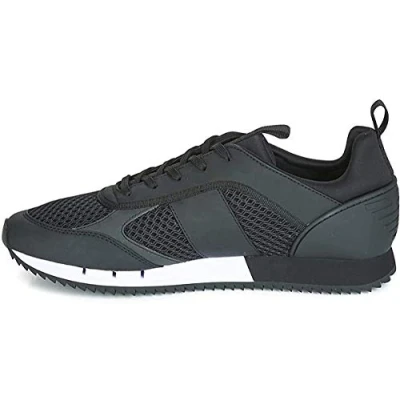 Image of EA7 Emporio Armani Laces Unisex Trainers, Size: 7, Black/white Synthetics/textile