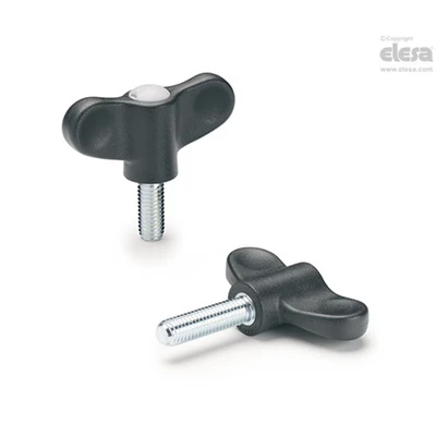 Image of ELESA EWN Wing nuts Technopolymer Zinc plated steel threaded stud EWN.63 p M10x30 C1