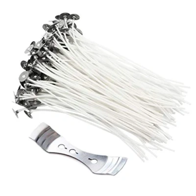 Image of Candle Wicks, 100 Pcs Pre Waxed Wicks for Making with Wick Holder Sustainer (20cm)