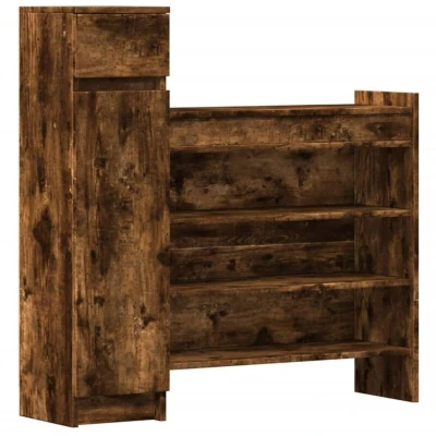 Image of vidaXL Shoe Cabinet Smoked Oak 100.5x28x100 cm Engineered Wood