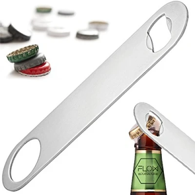 Image of FLOW Barware Bar Blade, 18cm Steel Bottle Opener Heavy Duty Crown Openers Professional Dual Version Blades Silver