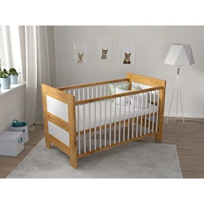 Image of Love For Sleep LUCY Nursery Baby Cot Bed 140x70cm Toddler Converts into a Junior (Sunset Pine/White)