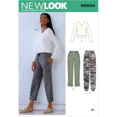 Image of New Look Sewing Pattern N6644 Misses&#039; Cargo Pants and Knit Top, Paper, White, Various, UN6644A