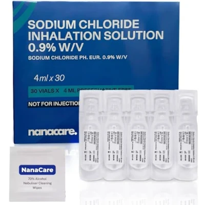 Image of Nanacare Saline Solution 0.9% 30 X 2.5 ml Vials for Nebuliser Sodium Chloride NACL Sterile Inhalation Isotonic