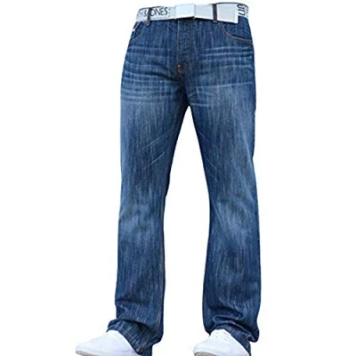 Image of Mens Smith &amp; Jones New Zuccio Relaxed Bootcut Leg Jeans Stonewash W30 L34