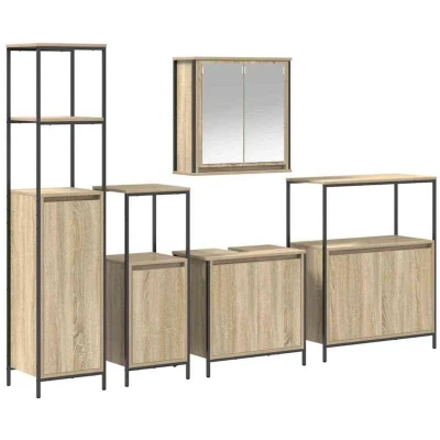 Image of vidaXL 5 Piece Bathroom Furniture Set in Sonoma Oak Engineered Wood