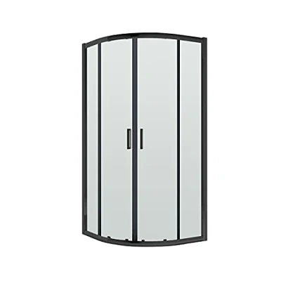 Image of Nuie SQU9BP Rene Modern Bathroom 6mm Toughened Safety Glass Quadrant Reversible Easyfit Shower Enclosure with Sliding Doors, 900mm, Satin Black