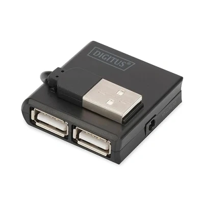 Image of DIGITUS USB Hub 4 Ports High Speed 2.0 480 MBit/s Compact Package Power Supply Black