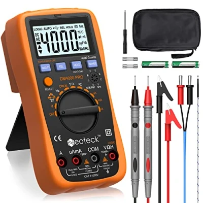 Image of Neoteck Multimeter 4000 Counts Auto Manual Ranging Digital AC/DC Voltage Current Resistance Capacitance Frequency Temperature Multi Testers Voltmeter Ammeter Ohmmeter with Backlit LCD