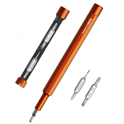 Image of HOTO Precision Screwdriver SE, Pocket Multi Bit Screwdriver, Mini Hand with 2 Double End Bits &amp; 1 Pen Bit, Ideal for Phone/Glasses/Watches/Laptop, Red