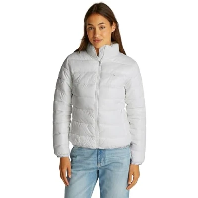 Image of Tommy Jeans Women’s Essential Tape High Shine Puffer Jacket, White (Ecru), L
