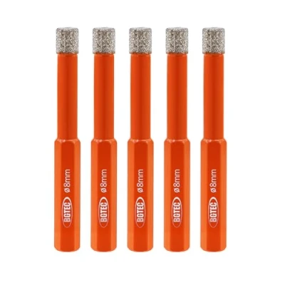 Image of BGTEC Dry Diamond Drill Bits 5pcs 8mm Tile with Hex Shank for Granite Marble Porcelain Ceramic Masonry