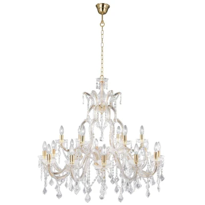 Image of Marie Therese 18 Light Crystal Chandelier Polished Brass Finish, E14