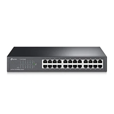 Image of TP Link 24 Port 10/100Mbps Ehternet Switch, 13 inch Rack Mount/Desktop, Steel Case (TL SF1024D)