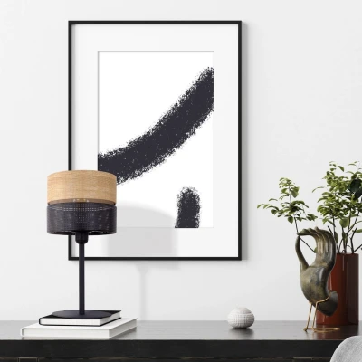 Image of TK Lighting Nicol table lamp, black, wood look, height 45 cm, 1 x E27