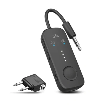 Image of Avantree Relay Premium Airplane Bluetooth 5.3 Adapter, Supports 2 AirPods or Headphones with aptX Adaptive, 3.5mm AUX Jack Wireless Audio Transmitter for Planes, Airline, Travel, TV