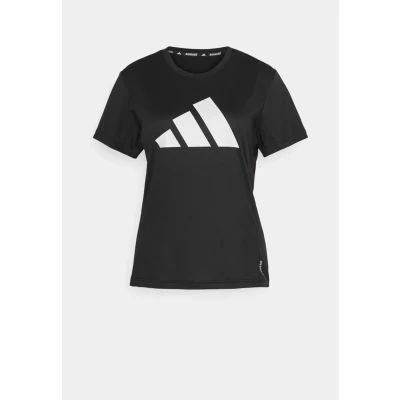 Image of adidas Women&#039;s Run It Stripes Tee, Black, XS