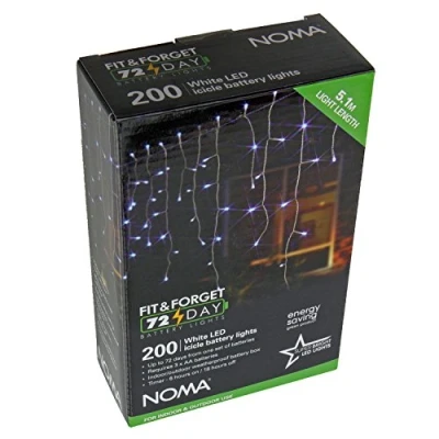 Image of 200 FIT &amp; Forget B/O WHT M/Function LED Icicle Lights White