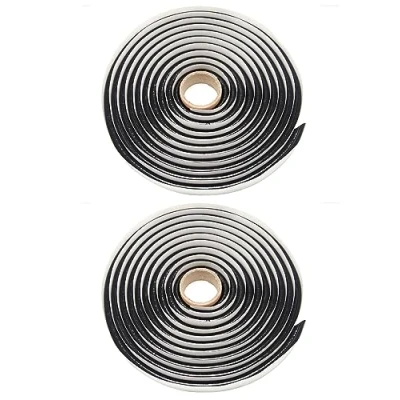 Image of QWORK® 2 Piece Butyl sealant Tape 9.5mm Diameter x 13ft, Black Rubber for Automotive Truck Headlight Window Door Windshield