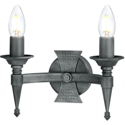 Image of Saxon 2 Light Indoor Candle Wall Black Silver, E14