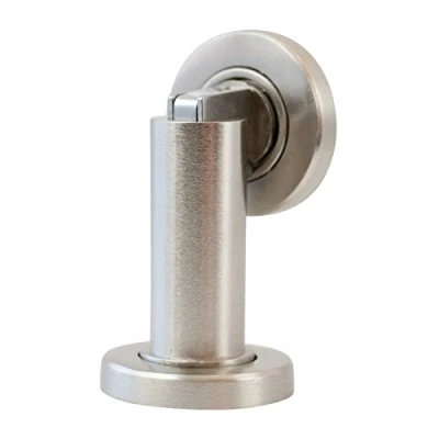 Image of Stoppwerk Magnetic Door Stop Stainless Steel Look Holder incl. Fixing Material Stopper Floor and Wall Mounted ø5cm H: 8.4cm