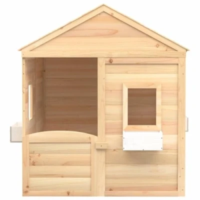 Image of vidaXL Outdoor Cottage Playground Solid Fir Wood Garden Playset with Open Windows, Flower Pots &amp; Lockable Door for Kids 3 12 Years